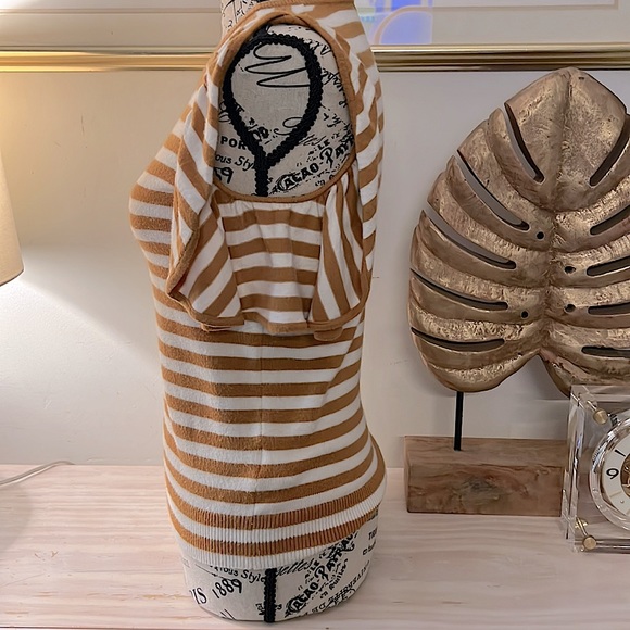 Jillian Orange Stripped Flutter Sleeves Top By Anthropologie - Picture 3 of 9